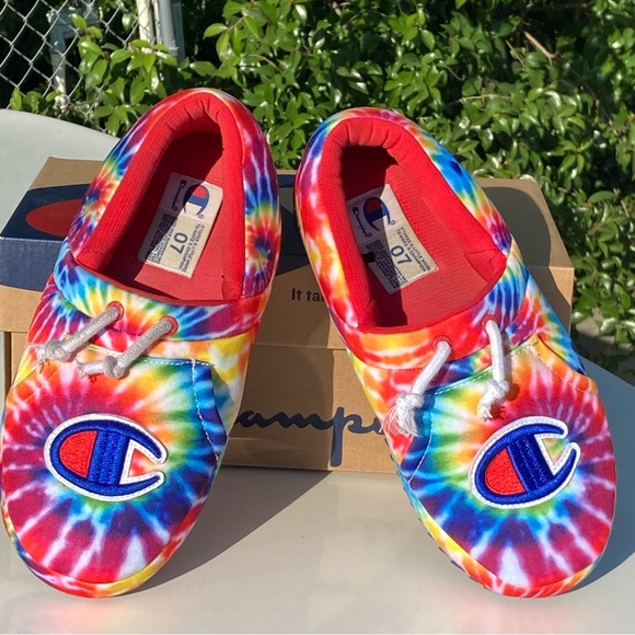 Champion Tie Dye Rainbow Hoodie Slippers Size 7Y - Picture 17 of 17